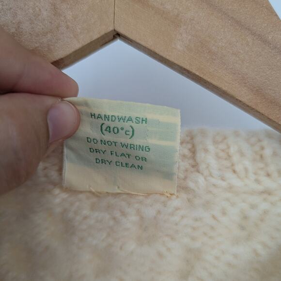 Anne McCool Hand Knitted Irish Wool Cardigan Cream Fisherman Sweater Women's Med - Picture 5 of 6